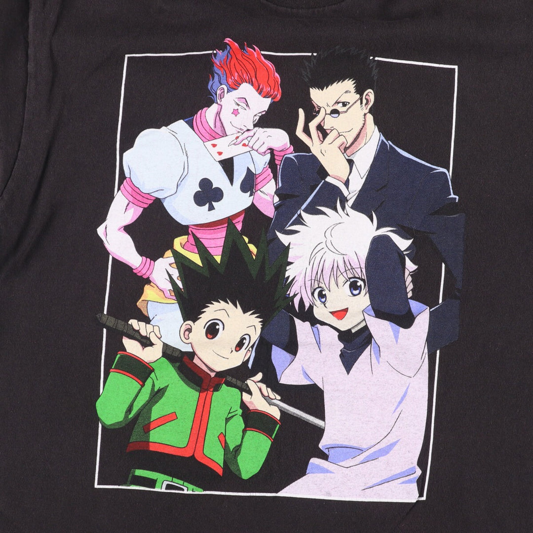 HUNTER HUNTER Anime Character Print T-shirt Men's M size cotton black type Vintage Second Hand