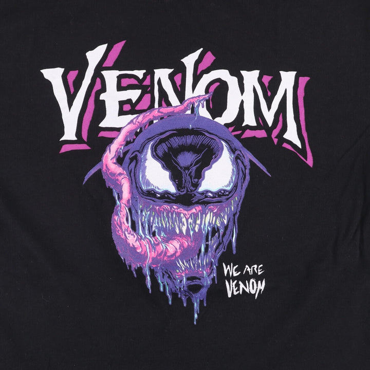 Marvel VENOM Character Print T-Shirt, Men's L size cotton black type Vintage Second Hand