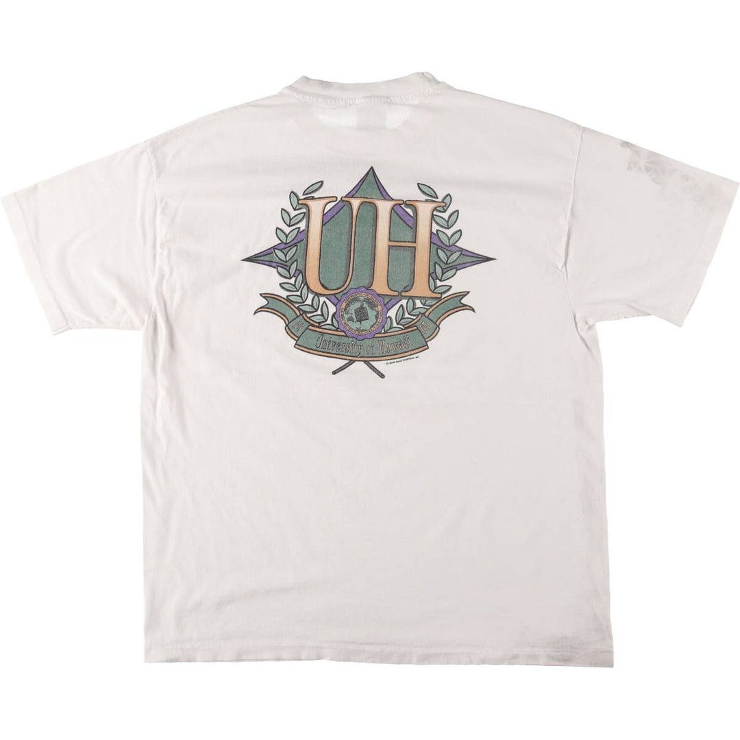 90'S Hanes Heavyweight College T-shirt, Made in USA, Men's XL, Vintage cotton white type Vintage Second Hand
