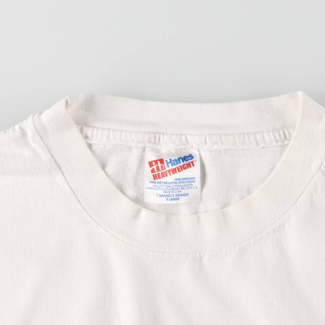 90'S Hanes Heavyweight College T-shirt, Made in USA, Men's XL, Vintage cotton white type Vintage Second Hand