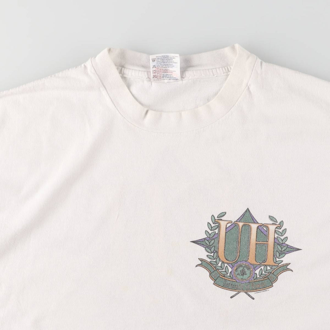 90'S Hanes Heavyweight College T-shirt, Made in USA, Men's XL, Vintage cotton white type Vintage Second Hand