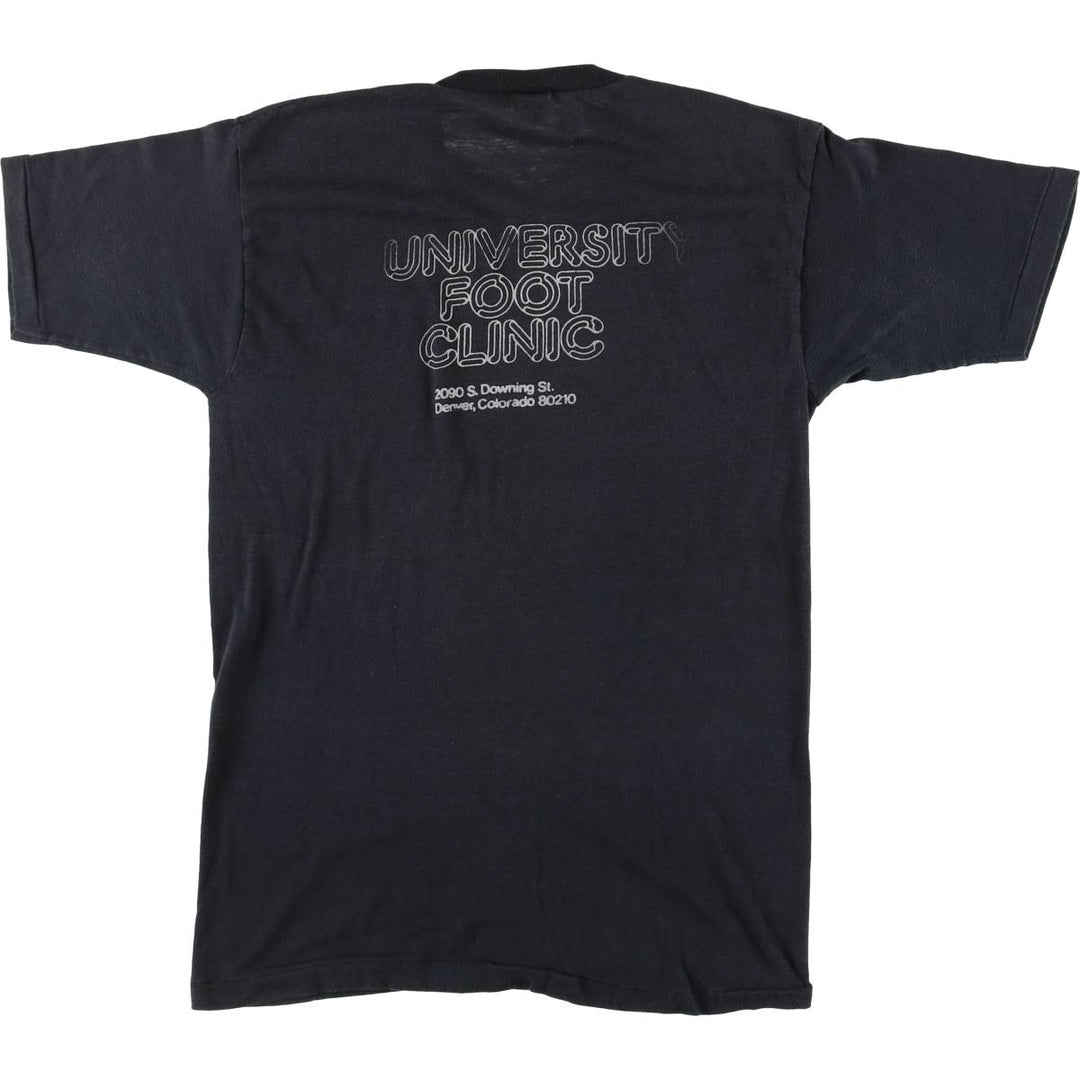 80'S Healthknit College T-shirt, Made in USA, Men's L size, Vintage cotton black type Vintage Second Hand