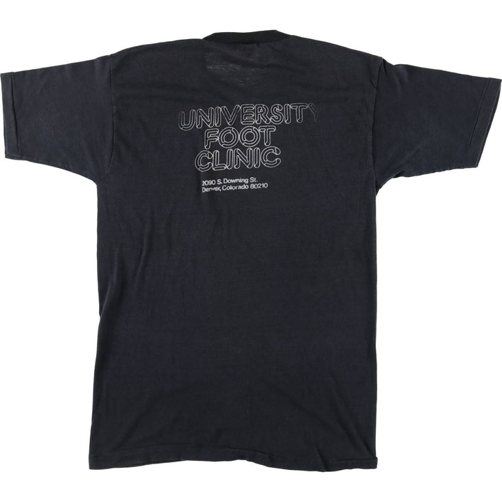 80'S Healthknit College T-shirt, Made in USA, Men's L size, Vintage cotton black type Vintage Second Hand