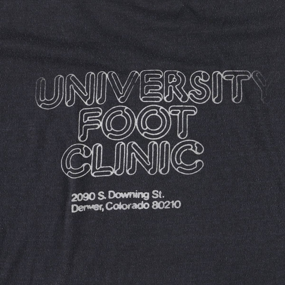 80'S Healthknit College T-shirt, Made in USA, Men's L size, Vintage cotton black type Vintage Second Hand