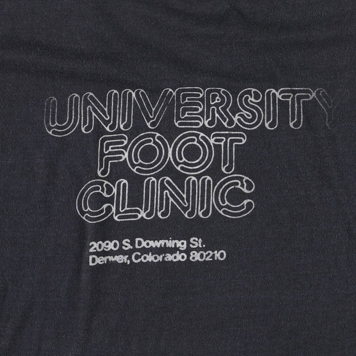 80'S Healthknit College T-shirt, Made in USA, Men's L size, Vintage cotton black type Vintage Second Hand