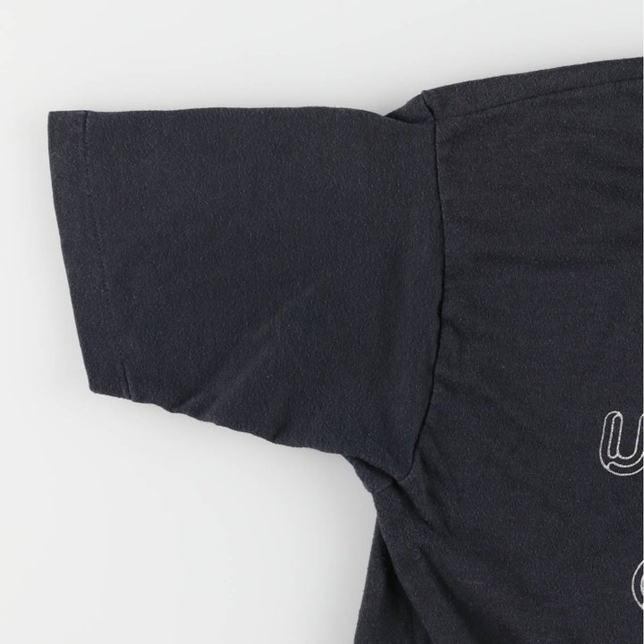 80'S Healthknit College T-shirt, Made in USA, Men's L size, Vintage cotton black type Vintage Second Hand