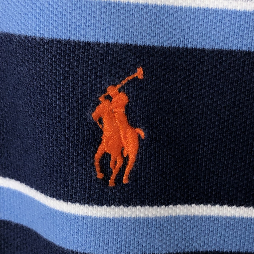 Ralph Lauren POLO by Ralph Lauren CUSTOM FIT short sleeve striped polo shirt men's size M cotton navy blue type Vintage Second Hand