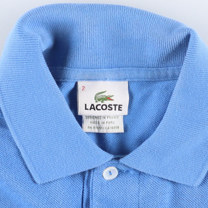 Lacoste LACOSTE Short Sleeve Polo Shirt 2 Men's S Size cotton Blue type light blue Vintage Second Hand