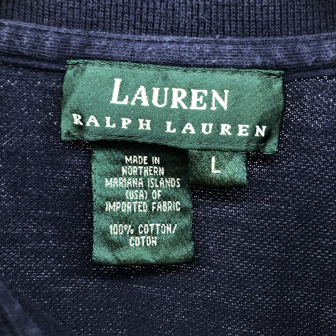 Ralph Lauren LAUREN Lauren short sleeve polo shirt, women's size L cotton navy blue type Vintage Second Hand