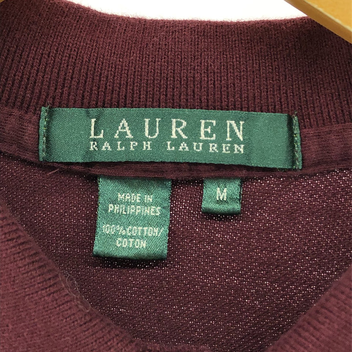 Ralph Lauren LAUREN Lauren short sleeve polo shirt, women's size M cotton wine-red Vintage Second Hand