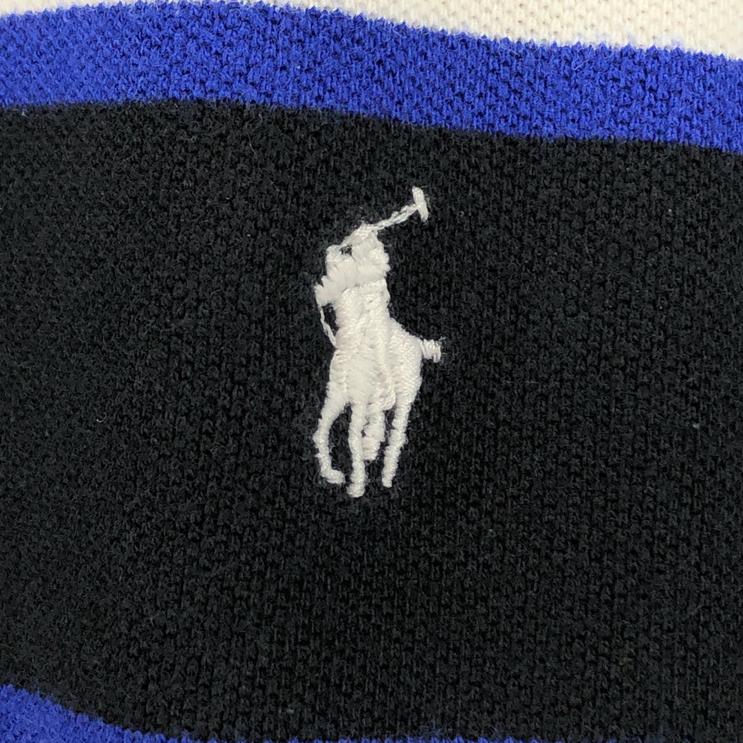 Ralph Lauren POLO by Ralph Lauren short sleeve striped polo shirt for women, size XL cotton black type Vintage Second Hand