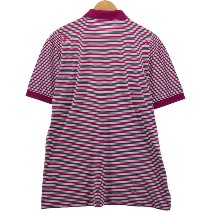 Ralph Lauren POLO GOLF PRO FIT short sleeve striped polo shirt, men's size M Pima Cotton pink type Vintage Second Hand
