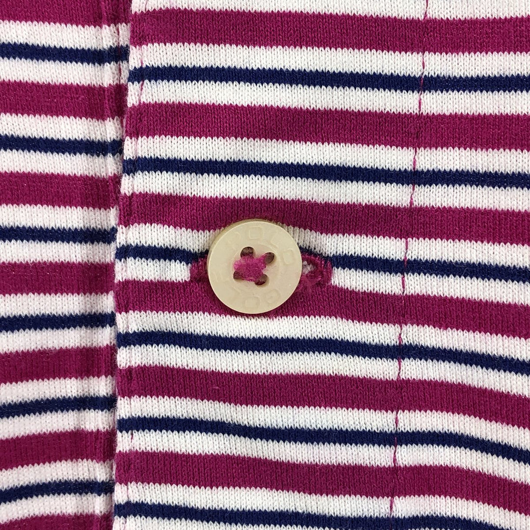Ralph Lauren POLO GOLF PRO FIT short sleeve striped polo shirt, men's size M Pima Cotton pink type Vintage Second Hand