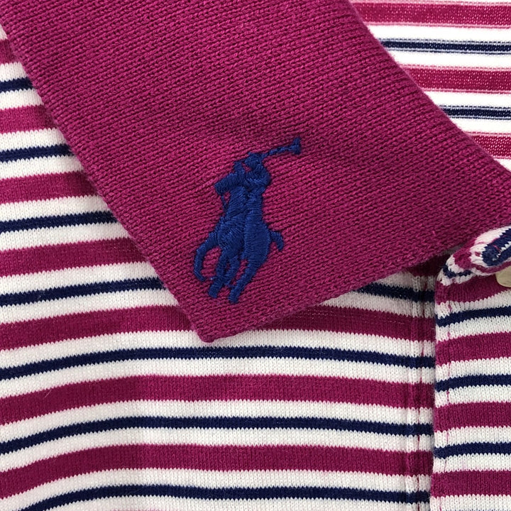 Ralph Lauren POLO GOLF PRO FIT short sleeve striped polo shirt, men's size M Pima Cotton pink type Vintage Second Hand