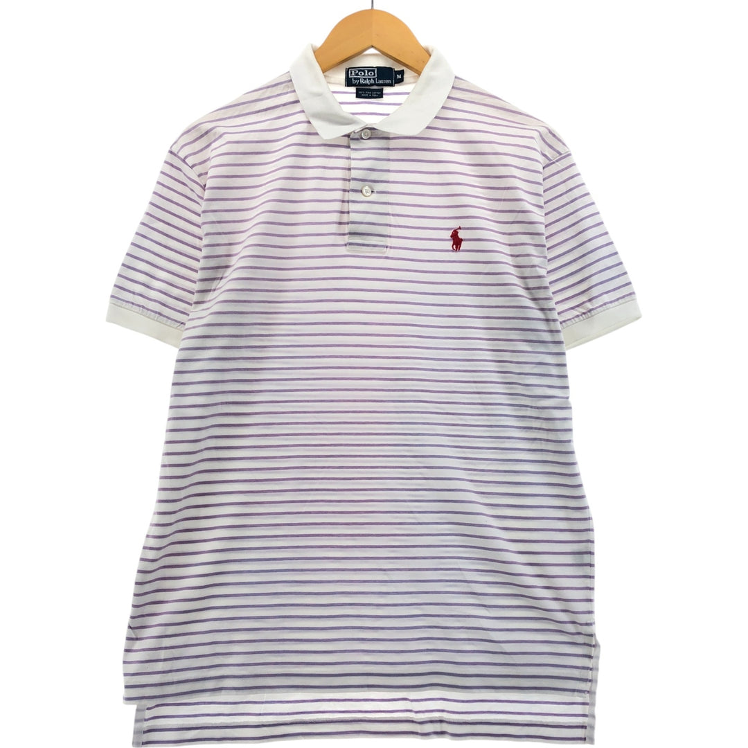 Ralph Lauren POLO by Ralph Lauren short sleeve striped polo shirt, men's size M Pima Cotton purple type Vintage Second Hand