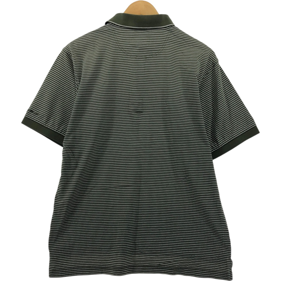 Eddie Bauer Golf Mercerized Cotton Short Sleeve Striped Polo Shirt, Men's S Size cotton Khaki type Vintage Second Hand