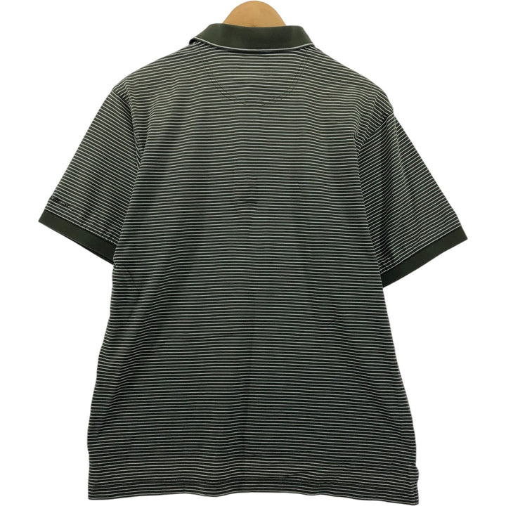 Eddie Bauer Golf Mercerized Cotton Short Sleeve Striped Polo Shirt, Men's S Size cotton Khaki type Vintage Second Hand