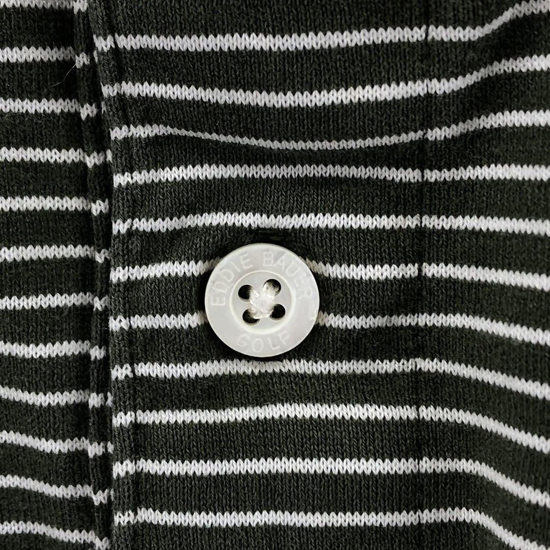 Eddie Bauer Golf Mercerized Cotton Short Sleeve Striped Polo Shirt, Men's S Size cotton Khaki type Vintage Second Hand