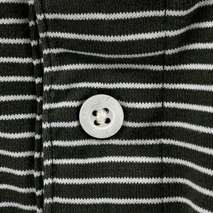 Eddie Bauer Golf Mercerized Cotton Short Sleeve Striped Polo Shirt, Men's S Size cotton Khaki type Vintage Second Hand