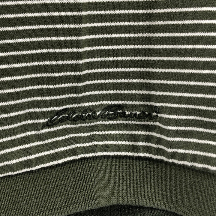 Eddie Bauer Golf Mercerized Cotton Short Sleeve Striped Polo Shirt, Men's S Size cotton Khaki type Vintage Second Hand