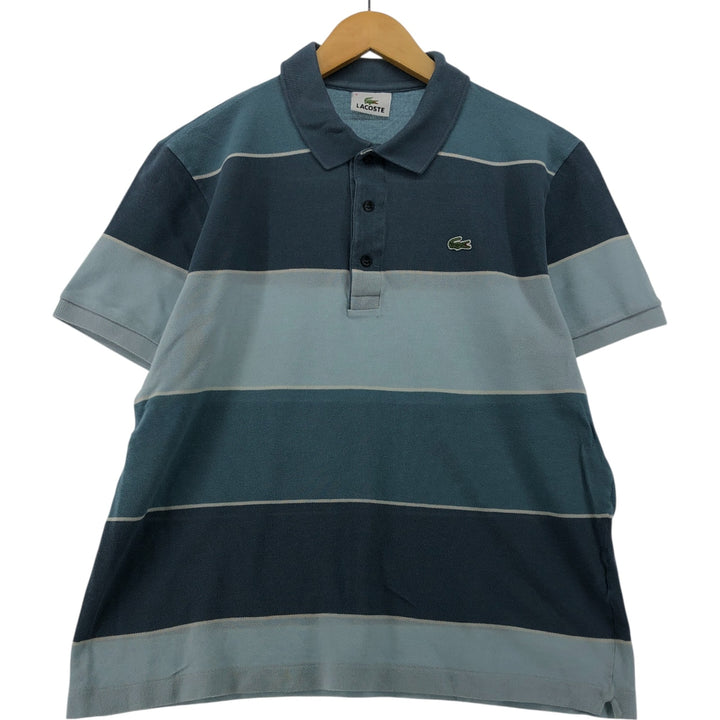 Lacoste LACOSTE Short Sleeve Striped Polo Shirt Size 5 Men's S cotton Blue type light blue Vintage Second Hand