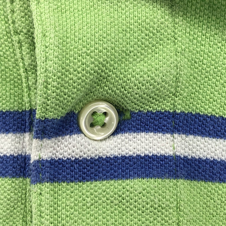 Ralph Lauren POLO by Ralph Lauren short sleeve striped polo shirt for women, size XL cotton green type yellow green Vintage Second Hand