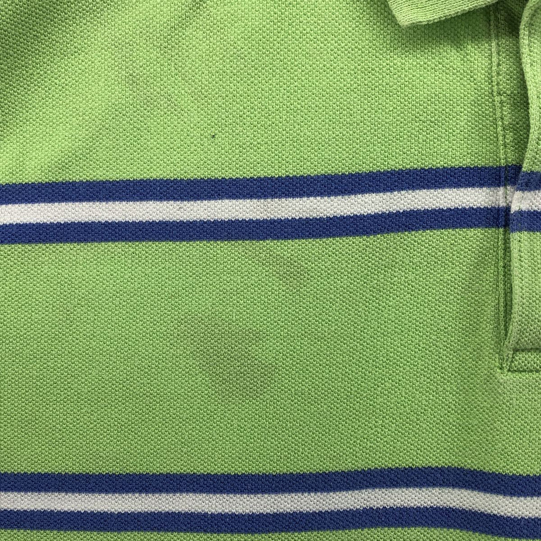 Ralph Lauren POLO by Ralph Lauren short sleeve striped polo shirt for women, size XL cotton green type yellow green Vintage Second Hand