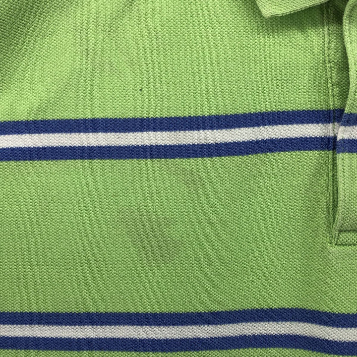 Ralph Lauren POLO by Ralph Lauren short sleeve striped polo shirt for women, size XL cotton green type yellow green Vintage Second Hand