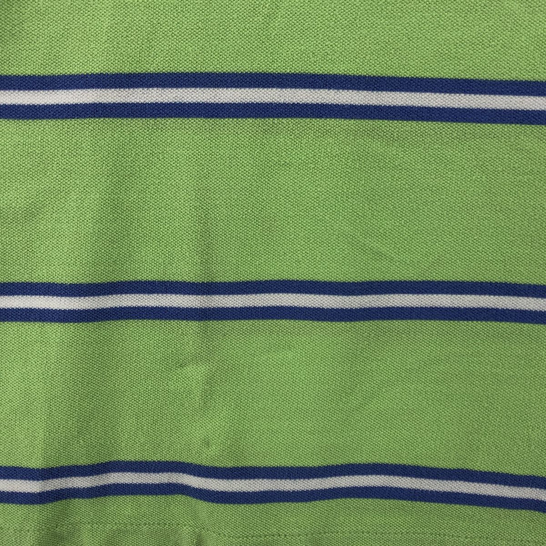 Ralph Lauren POLO by Ralph Lauren short sleeve striped polo shirt for women, size XL cotton green type yellow green Vintage Second Hand