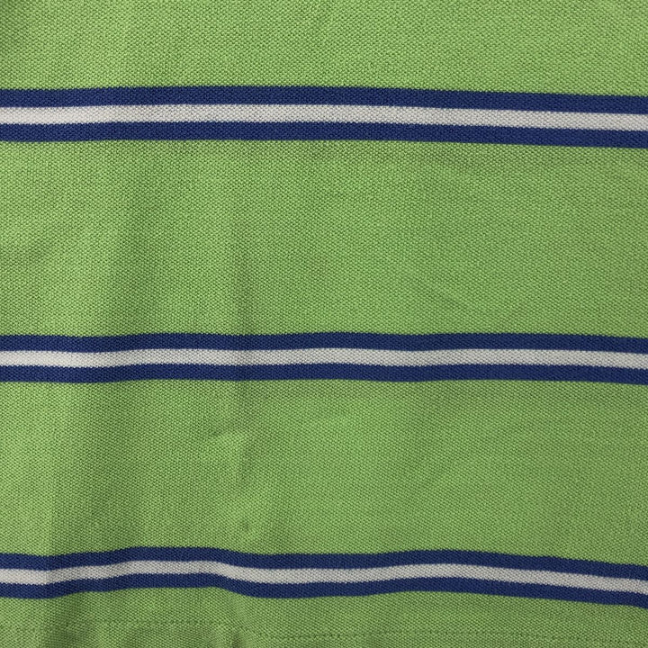 Ralph Lauren POLO by Ralph Lauren short sleeve striped polo shirt for women, size XL cotton green type yellow green Vintage Second Hand