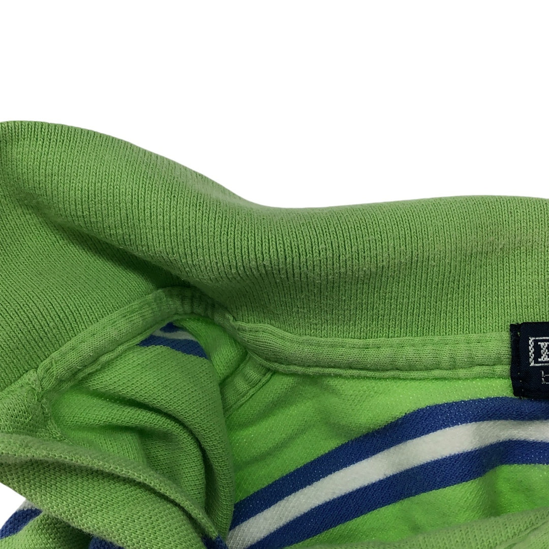 Ralph Lauren POLO by Ralph Lauren short sleeve striped polo shirt for women, size XL cotton green type yellow green Vintage Second Hand