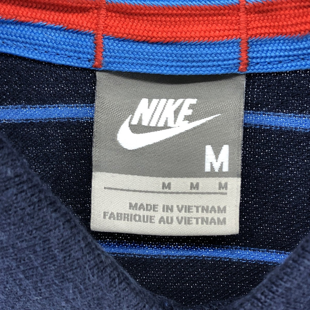 Nike Short Sleeve Striped Polo Shirt Women's Size M cotton navy blue type Vintage Second Hand