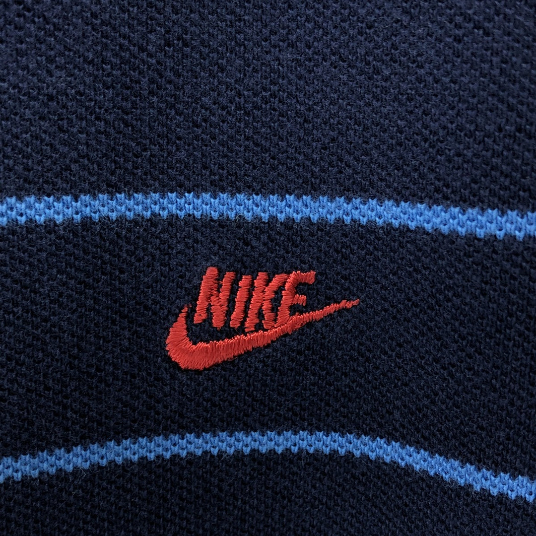 Nike Short Sleeve Striped Polo Shirt Women's Size M cotton navy blue type Vintage Second Hand
