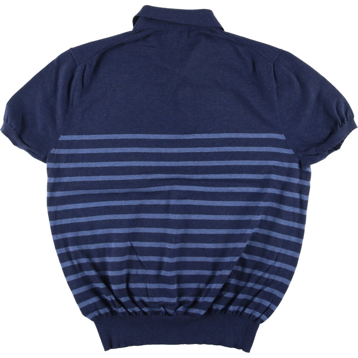 Ralph Lauren POLO RALPH LAUREN PIMA COTTON short sleeve striped polo shirt for women size L Pima Cotton navy blue type Vintage Second Hand