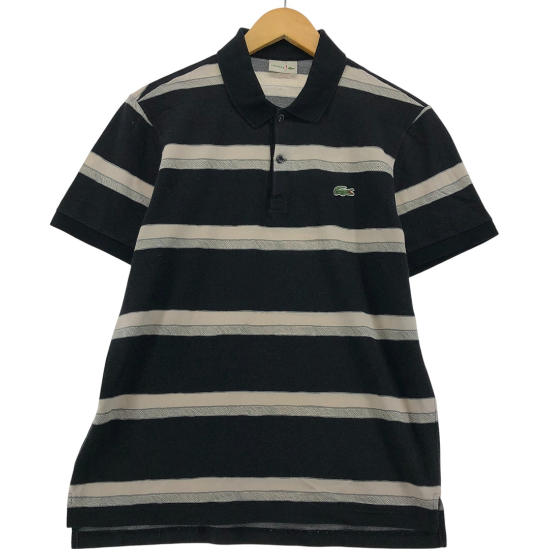 Lacoste LACOSTE Short Sleeve Striped Polo Shirt Size 6 Women's S cotton black type Vintage Second Hand