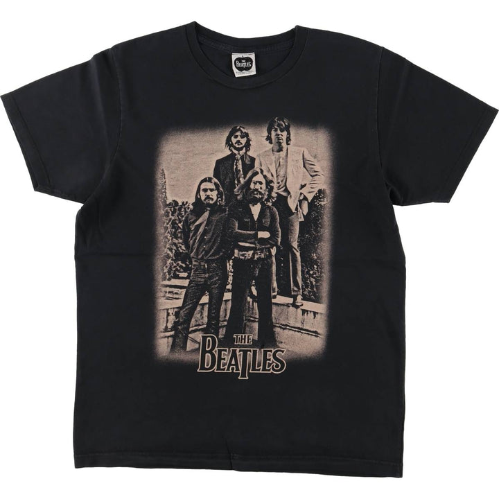 THE BEATLES Band T-shirt, Men's M size cotton black type Vintage Second Hand