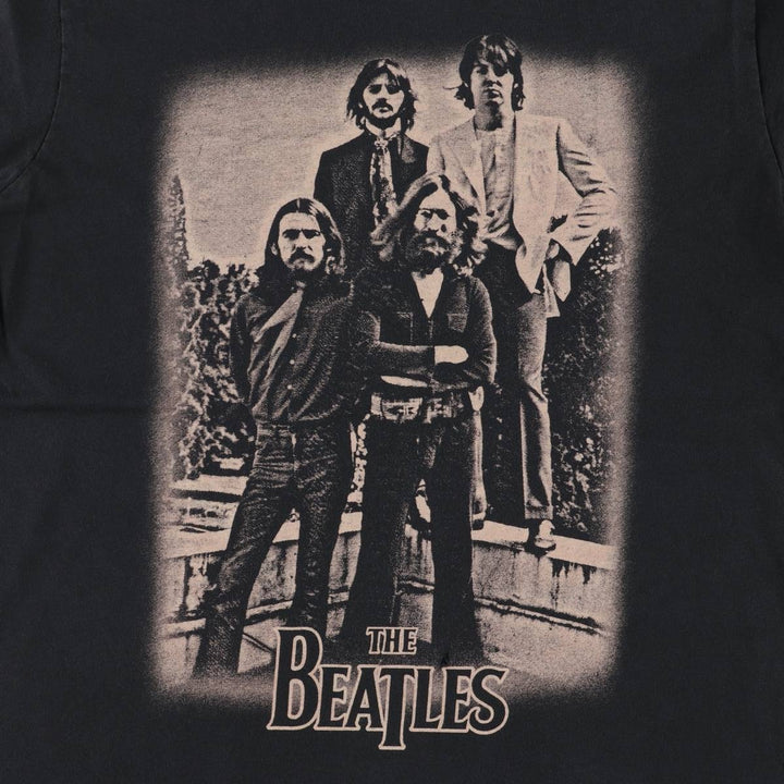THE BEATLES Band T-shirt, Men's M size cotton black type Vintage Second Hand