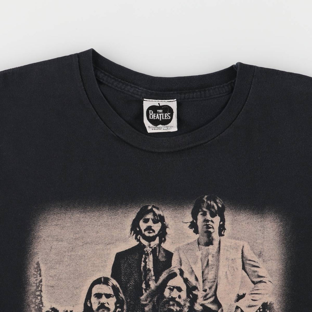 THE BEATLES Band T-shirt, Men's M size cotton black type Vintage Second Hand