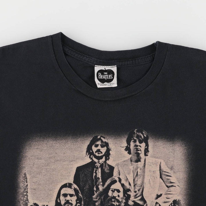 THE BEATLES Band T-shirt, Men's M size cotton black type Vintage Second Hand