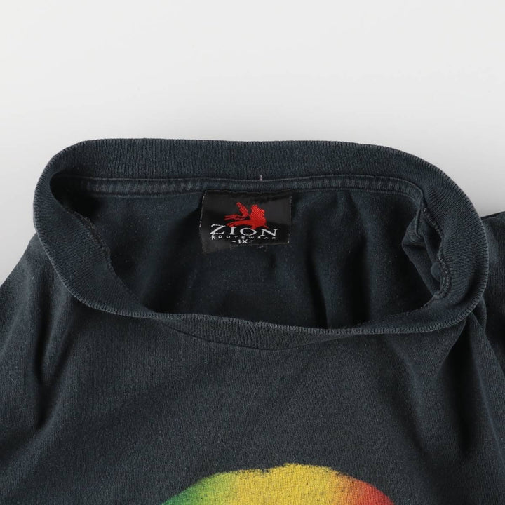 ZION BOB MARLEY Bob Marley Band T-shirt Band T Made in USA Men's XL cotton black type Vintage Second Hand