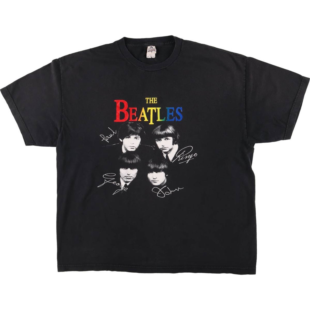 00'S ALSTYLE THE BEATLES Band T-shirt, Band Tee, Men's XXL size, Short sleeve, Vintage cotton black type Vintage Second Hand