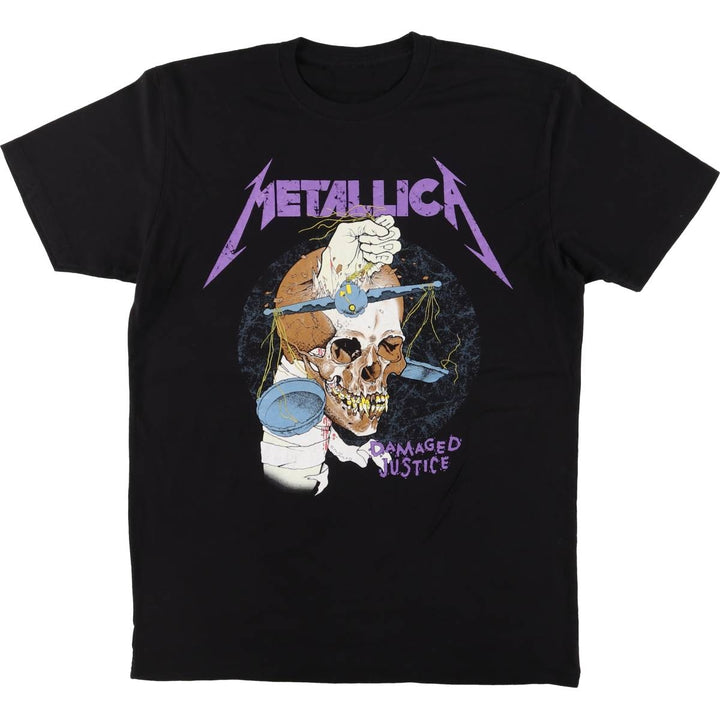 METALLICA Skull Pattern Band T-shirt Band Tee Men's M size unclear black type Vintage Second Hand