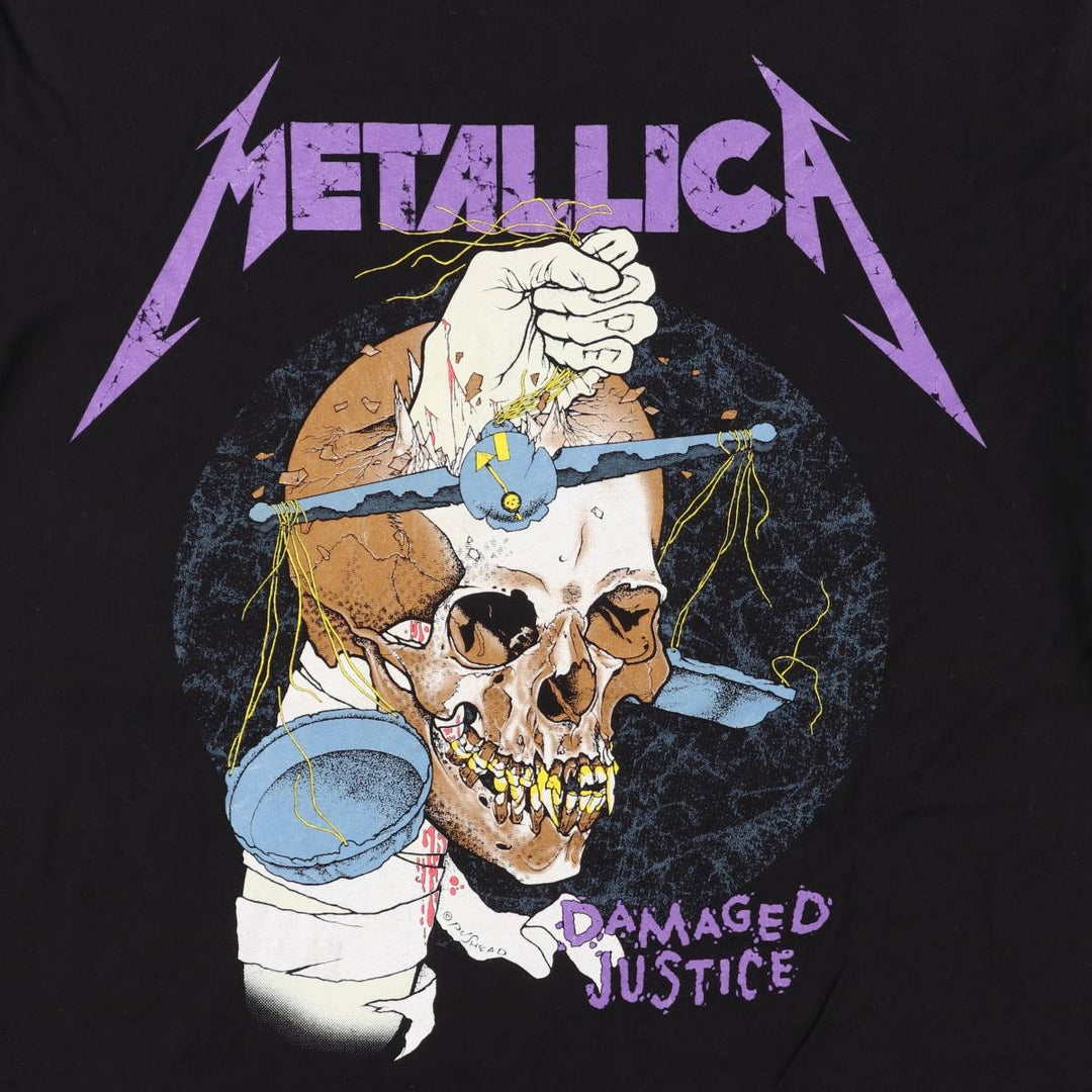 METALLICA Skull Pattern Band T-shirt Band Tee Men's M size unclear black type Vintage Second Hand
