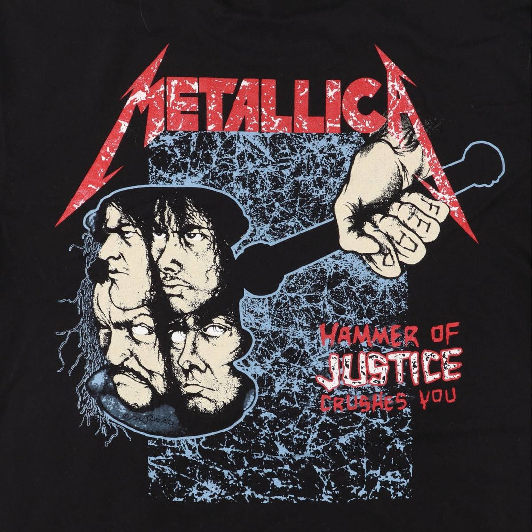 METALLICA Skull Pattern Band T-shirt Band Tee Men's M size unclear black type Vintage Second Hand