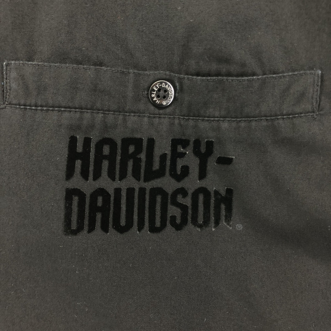 Harley-Davidson Hidden Button Down Short Sleeve Work Shirt Box Shirt Men's XL cotton black type Vintage Second Hand