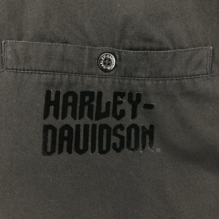Harley-Davidson Hidden Button Down Short Sleeve Work Shirt Box Shirt Men's XL cotton black type Vintage Second Hand