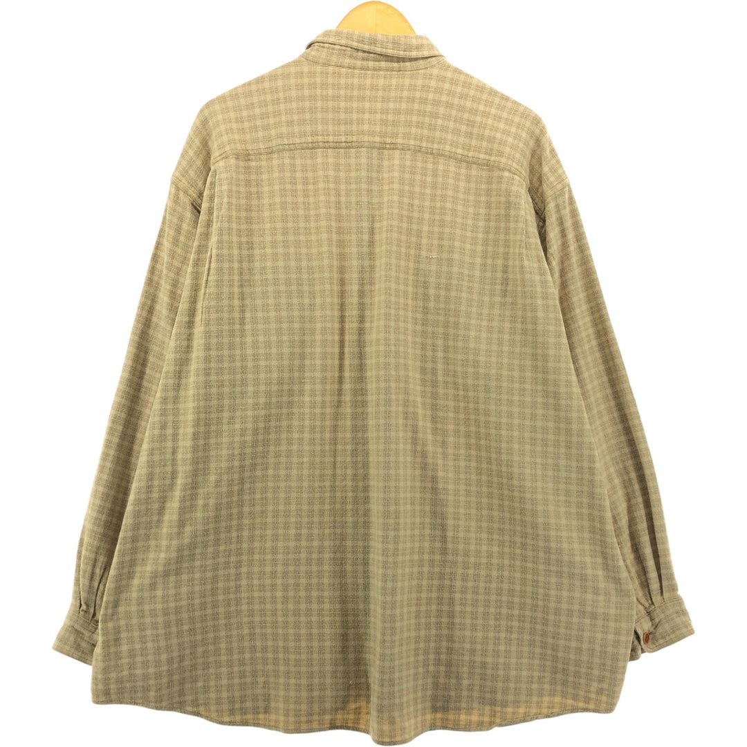 90'S ORVIS Long Sleeve Light Nell Check Shirt Men's XXL Vintage cotton Beige type Vintage Second Hand