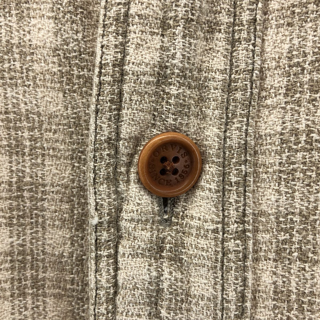 90'S ORVIS Long Sleeve Light Nell Check Shirt Men's XXL Vintage cotton Beige type Vintage Second Hand
