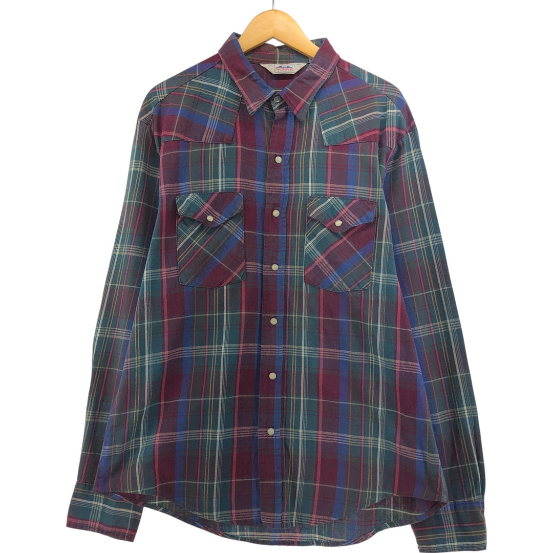 80'S Five Brother DAKOTA Western flannel check shirt, made in USA, men's XXL, vintage unknown purple type Vintage Second Hand