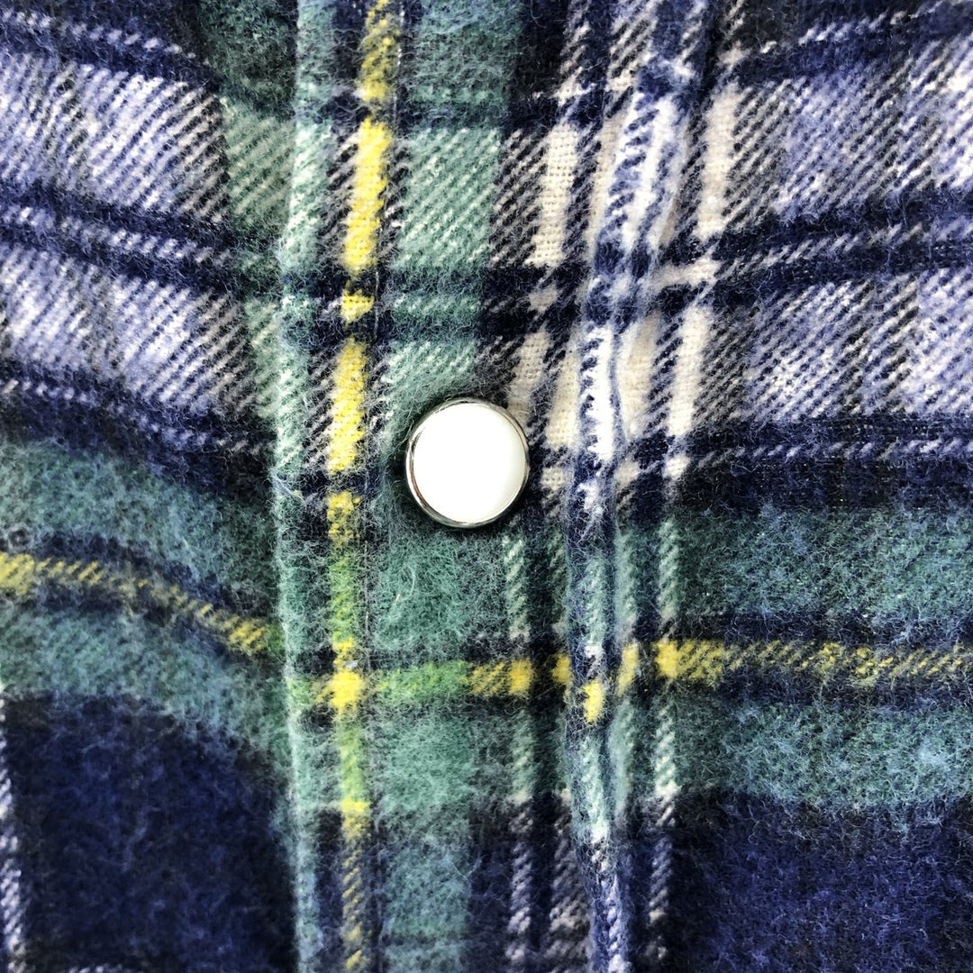 80'S Five Brother DAKOTA Western flannel check shirt, made in USA, men's size M, vintage cotton navy blue type Vintage Second Hand